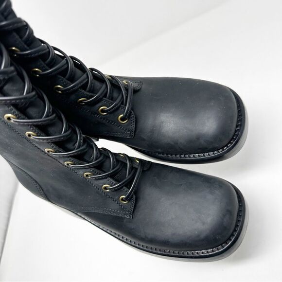 Jeffery Campbell Tyro Black Distressed Knee High Boots Size 8.5 Lace Up - Picture 10 of 10